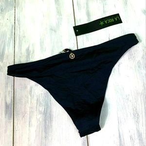 🖤 NWT LA Roca Solid Black Cheeky Bikini Swim Bottom S/M